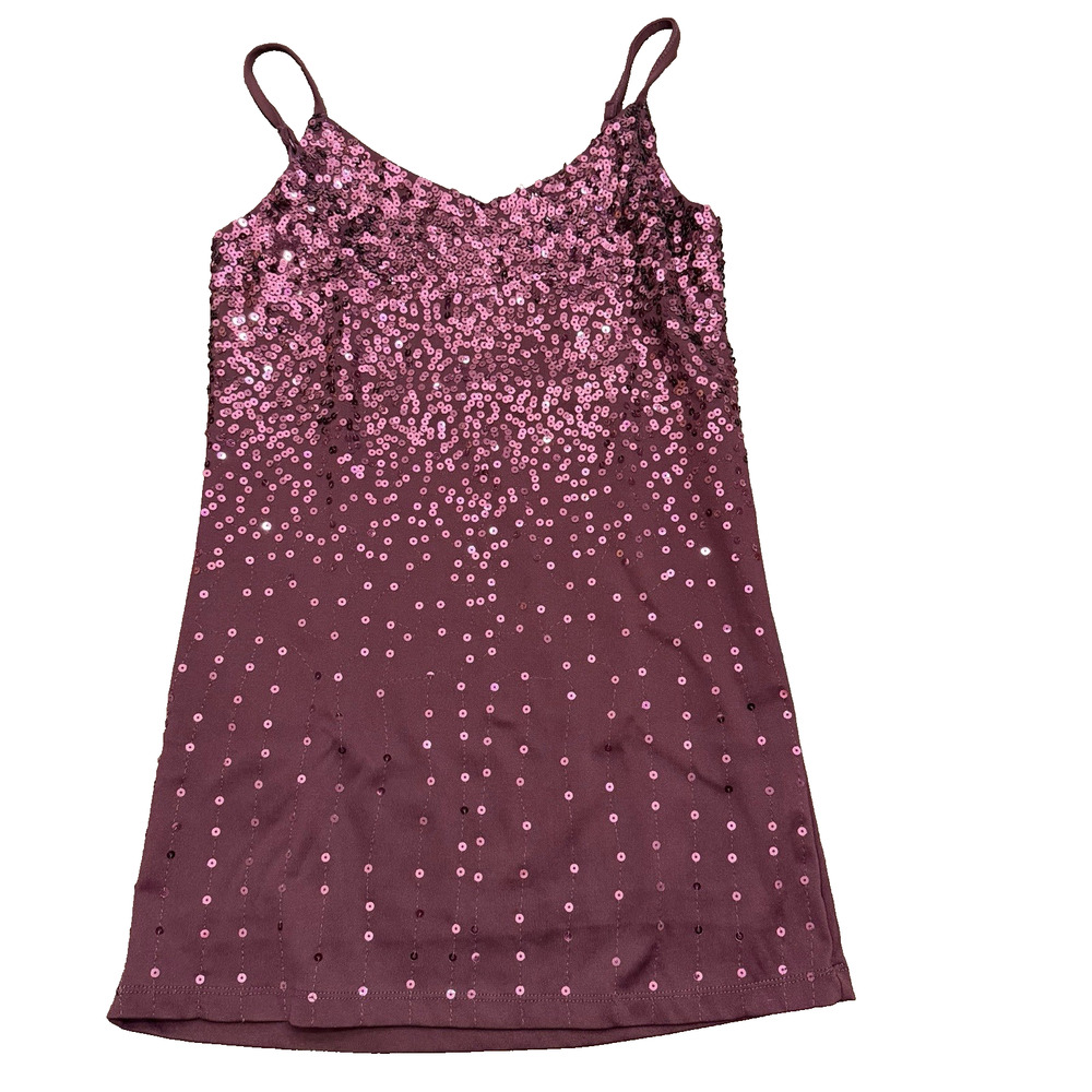 Vanity Sequined Women’s Camisole Medium Burgundy Stretchy Spaghetti Straps